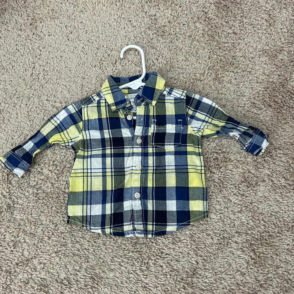 Carter's Blue and Yellow Plaid Button Down Shirt